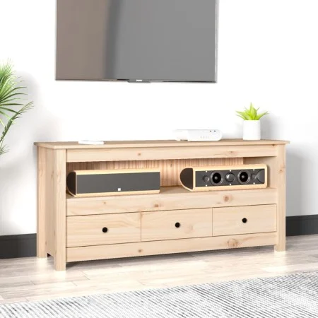 Mueble de TV de madera maciza de pino 114x35x52 cm de vidaXL, Muebles TV - Ref: Foro24-821502, Precio: 103,56 €, Descuento: %