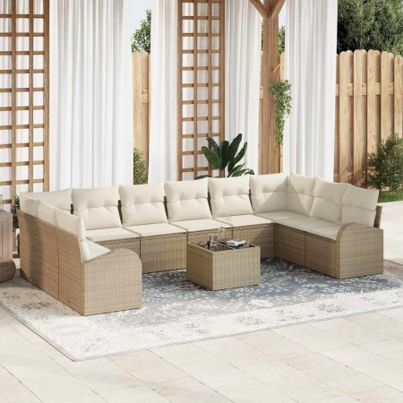 Juego de Sofá con cojín 11 pcs Beige Ratán sintético en Sofás de exterior | Comprar online en Foru.es