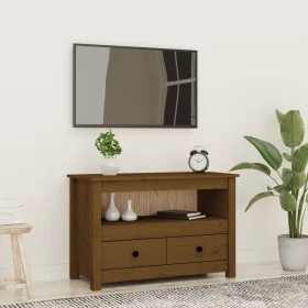 Mueble de TV madera maciza de pino marrón miel 79x35x52 cm de vidaXL, Muebles TV - Ref: Foro24-821500, Precio: 89,71 €, Descu...