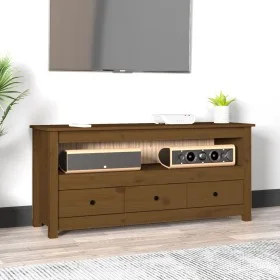 Mueble de TV madera maciza de pino marrón miel 114x35x52 cm de vidaXL, Muebles TV - Ref: Foro24-821505, Precio: 90,23 €, Desc...
