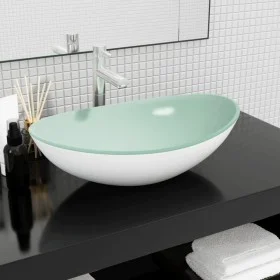 Weißes Waschbecken aus gehärtetem Glas, 54,5 x 35 x 15,5 cm von vidaXL, Sinkt - Ref: Foro24-345256, Preis: 61,94 €, Rabatt: %