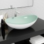 Lavabo de vidrio templado blanco 54,5x35x15,5 cm de vidaXL, Lavabos - Ref: Foro24-345256, Precio: 63,19 €, Descuento: %