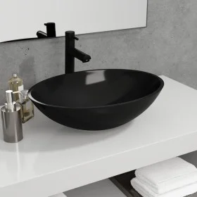 Lavabo de vidrio negro 50x37x14 cm de vidaXL, Lavabos - Ref: Foro24-345249, Precio: 64,77 €, Descuento: %