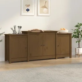 Aparador de madera maciza de pino marrón miel 164x37x68 cm de vidaXL, Aparadores - Ref: Foro24-821495, Precio: 204,43 €, Desc...