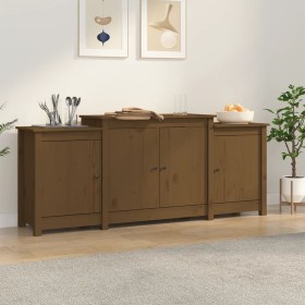 Aparador de madera maciza de pino marrón miel 164x37x68 cm de vidaXL, Aparadores - Ref: Foro24-821495, Precio: 207,08 €, Desc...