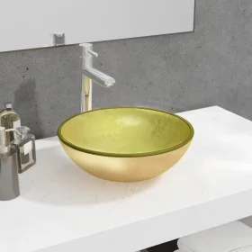 Lavabo de vidrio templado dorado 35x12 cm de vidaXL, Lavabos - Ref: Foro24-345258, Precio: 50,47 €, Descuento: %