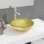 Lavabo de vidrio templado dorado 35x12 cm de vidaXL, Lavabos - Ref: Foro24-345258, Precio: 49,77 €, Descuento: %