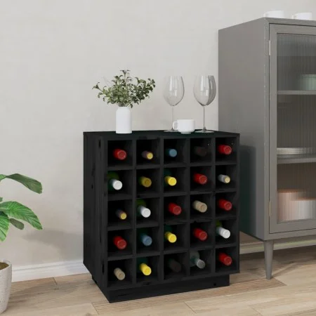 Botellero de madera maciza de pino negro 55,5x34x61 cm de vidaXL, Armarios para vino y licores - Ref: Foro24-821531, Precio: ...