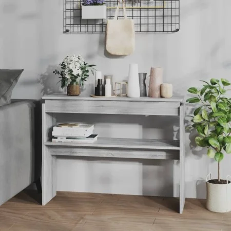 Gray Sonoma plywood console table 102x30x80 cm by vidaXL, Side tables - Ref: Foro24-815220, Price: 44,13 €, Discount: %