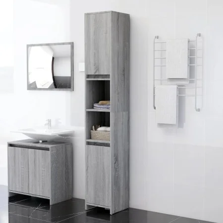 Armario de baño madera contrachapada gris Sonoma 30x30x183,5 cm de vidaXL, Muebles de baño - Ref: Foro24-815109, Precio: 74,1...
