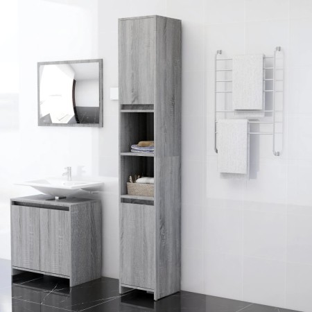 Armario de baño madera contrachapada gris Sonoma 30x30x183,5 cm de vidaXL, Muebles de baño - Ref: Foro24-815109, Precio: 75,0...