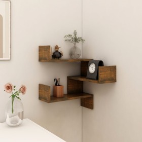 Estantería de esquina de pared roble ahumado 40x40x50 cm de vidaXL, Estantes y estanterías - Ref: Foro24-815204, Precio: 24,6...