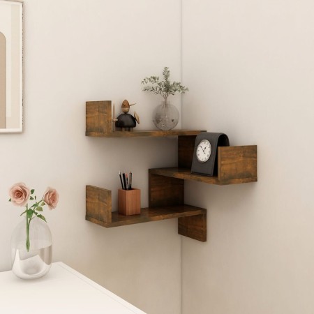 Estantería de esquina de pared roble ahumado 40x40x50 cm de vidaXL, Estantes y estanterías - Ref: Foro24-815204, Precio: 24,6...