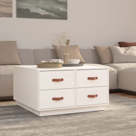Mesa de centro de madera maciza de pino blanco 80x80x45 cm de vidaXL, Mesas de centro - Ref: Foro24-821518, Precio: 128,96 €,...