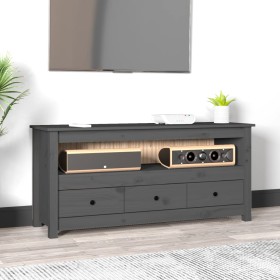 Mueble de TV de madera maciza de pino gris 114x35x52 cm de vidaXL, Muebles TV - Ref: Foro24-821504, Precio: 117,36 €, Descuen...