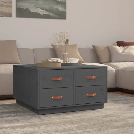 Mesa de centro de madera maciza de pino gris 80x80x45 cm de vidaXL, Mesas de centro - Ref: Foro24-821519, Precio: 150,17 €, D...