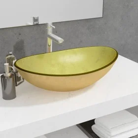 Lavabo de vidrio templado dorado 54,5x35x15,5 cm de vidaXL, Lavabos - Ref: Foro24-345262, Precio: 72,19 €, Descuento: %