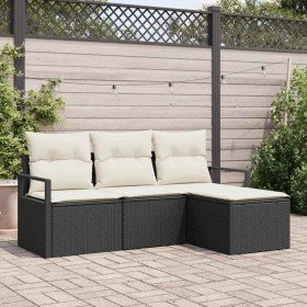 Conjunto de sofá de jardín 4 pcs Negro Poliratán en Sofás de exterior | Comprar online en Foru.es