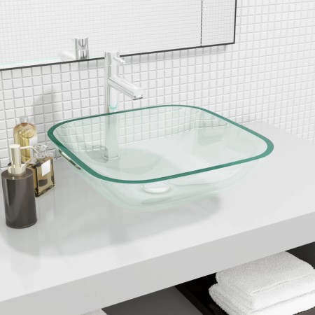 Lavabo de vidrio transparente 42x42x14 cm de vidaXL, Lavabos - Ref: Foro24-345236, Precio: 54,89 €, Descuento: %