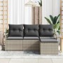 Juego de Sofá 4 pcs Gris claro ratán sintético en Sofás de exterior | Comprar online en Foru.es