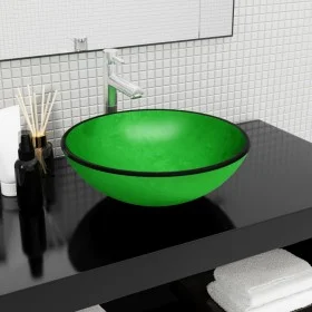 Green tempered glass sink 42x14 cm by vidaXL, Sinks - Ref: Foro24-345264, Price: 53,99 €, Discount: %