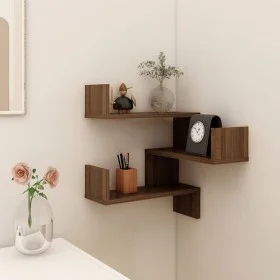 Estantería de esquina de pared marrón roble 40x40x50 cm de vidaXL, Estantes y estanterías - Ref: Foro24-815208, Precio: 23,96...