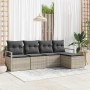 Conjunto de sofá de jardín 5 pcs Gris claro Poliratán en Sofás de exterior | Comprar online en Foru.es