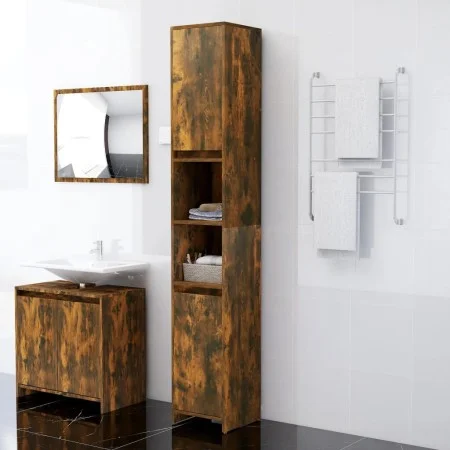 Armario baño madera contrachapada roble ahumado 30x30x183,5cm de vidaXL, Muebles de baño - Ref: Foro24-815108, Precio: 77,16 ...