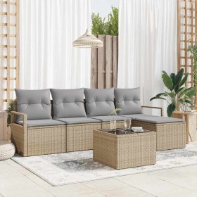 Conjunto de sofá de jardín 6 pcs Beige Poliratán en Sofás de exterior | Comprar online en Foru.es