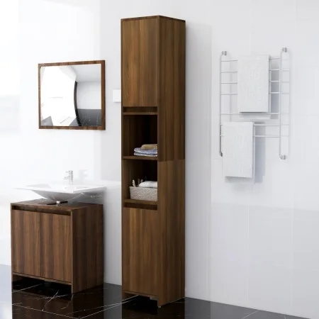 Armario de baño madera contrachapada roble marrón 30x30x183,5cm de vidaXL, Muebles de baño - Ref: Foro24-815110, Precio: 93,8...