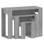 Mesas apilables 3 pzas madera contrachapada color gris Sonoma de vidaXL, Mesas auxiliares - Ref: Foro24-815223, Precio: 56,20...