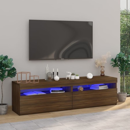 Mueble de TV con luces LED 2 uds roble marrón 75x35x40 cm de vidaXL, Muebles TV - Ref: Foro24-815128, Precio: 88,15 €, Descue...
