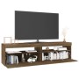 Mueble de TV con luces LED 2 uds roble marrón 75x35x40 cm de vidaXL, Muebles TV - Ref: Foro24-815128, Precio: 88,15 €, Descue...