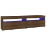 Mueble de TV con luces LED 2 uds roble marrón 75x35x40 cm de vidaXL, Muebles TV - Ref: Foro24-815128, Precio: 88,15 €, Descue...
