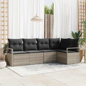 Conjunto de sofá de jardín 5 pcs Gris claro Poliratán en Sofás de exterior | Comprar online en Foru.es