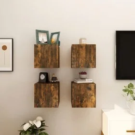 Muebles para TV de pared 4 uds roble ahumado 30,5x30x30 cm de vidaXL, Muebles TV - Ref: Foro24-815137, Precio: 57,51 €, Descu...