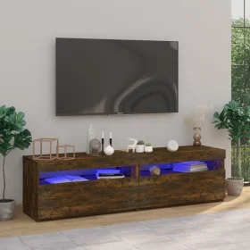 Mueble de TV con luces LED 2 uds roble ahumado 75x35x40 cm de vidaXL, Muebles TV - Ref: Foro24-815124, Precio: 98,09 €, Descu...