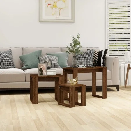 Stackable tables 3 pieces brown oak plywood by vidaXL, Side tables - Ref: Foro24-815224, Price: 42,33 €, Discount: %