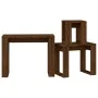 Mesas apilables 3 pzas madera contrachapada color roble marrón de vidaXL, Mesas auxiliares - Ref: Foro24-815224, Precio: 42,3...