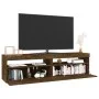Mueble de TV con luces LED 2 uds roble ahumado 75x35x40 cm de vidaXL, Muebles TV - Ref: Foro24-815124, Precio: 98,09 €, Descu...