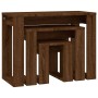 Mesas apilables 3 pzas madera contrachapada color roble marrón de vidaXL, Mesas auxiliares - Ref: Foro24-815224, Precio: 42,9...