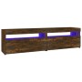 Mueble de TV con luces LED 2 uds roble ahumado 75x35x40 cm de vidaXL, Muebles TV - Ref: Foro24-815124, Precio: 99,70 €, Descu...