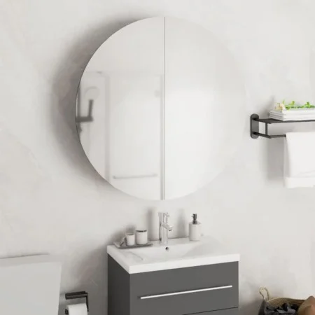 Armario de baño con espejo redondo y LED negro 54x54x17,5 cm de vidaXL, Tocadores de baño - Ref: Foro24-345588, Precio: 130,3...