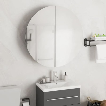 Armario de baño con espejo redondo y LED negro 54x54x17,5 cm de vidaXL, Tocadores de baño - Ref: Foro24-345588, Precio: 132,5...