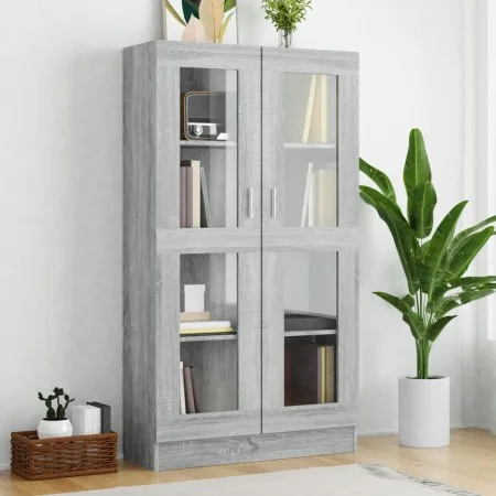 Vitrina madera contrachapada gris Sonoma 82,5x30,5x150 cm de vidaXL, Librerías y estanterías - Ref: Foro24-815118, Precio: 12...