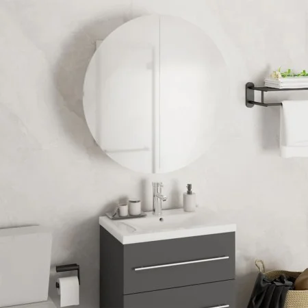 Armario de baño con espejo redondo y LED blanco 47x47x17,5 cm de vidaXL, Tocadores de baño - Ref: Foro24-345583, Precio: 111,...
