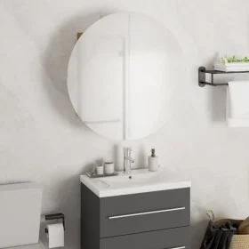 Armario de baño con espejo redondo y LED negro 47x47x17,5 cm de vidaXL, Tocadores de baño - Ref: Foro24-345584, Precio: 112,5...