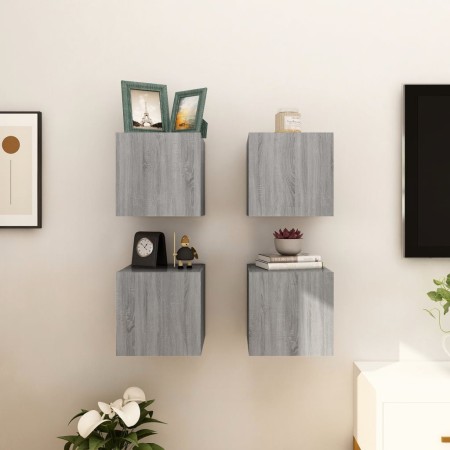 Muebles para TV de pared 4 uds gris Sonoma 30,5x30x30 cm de vidaXL, Muebles TV - Ref: Foro24-815140, Precio: 88,03 €, Descuen...