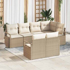 Conjunto de sofá de jardín 7 pcs Beige Poliratán en Sofás de exterior | Comprar online en Foru.es