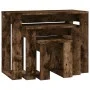Mesas apilables 3 pzas madera contrachapada color roble ahumado de vidaXL, Mesas auxiliares - Ref: Foro24-815222, Precio: 38,...